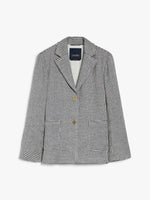 Houndstooth Cotton And Linen Jacket for Women - Navy - Max Mara UAE