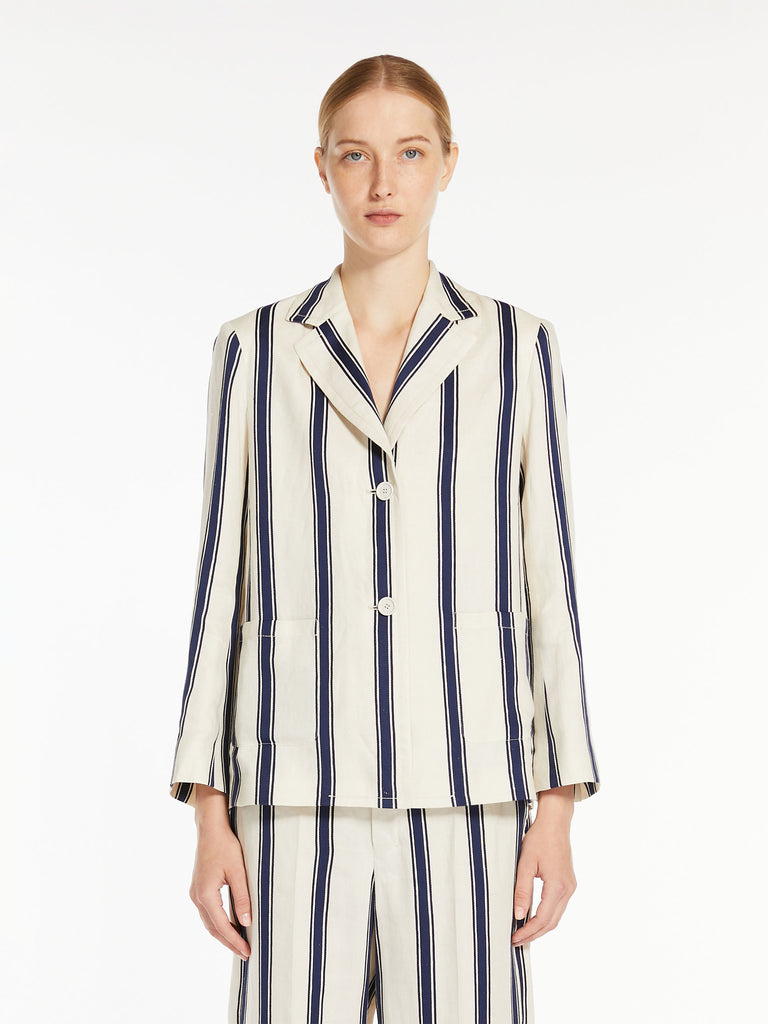 Striped linen and cotton jacket