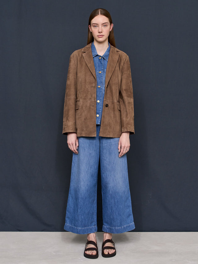 max mara cotton and linen denim jacket for women