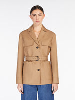 Water-Repellent Cotton Belted Jacket for Women - Camel - Max Mara UAE