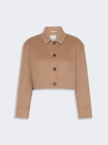 Wool Drap Cropped Jacket for Women - Camel - Max Mara UAE