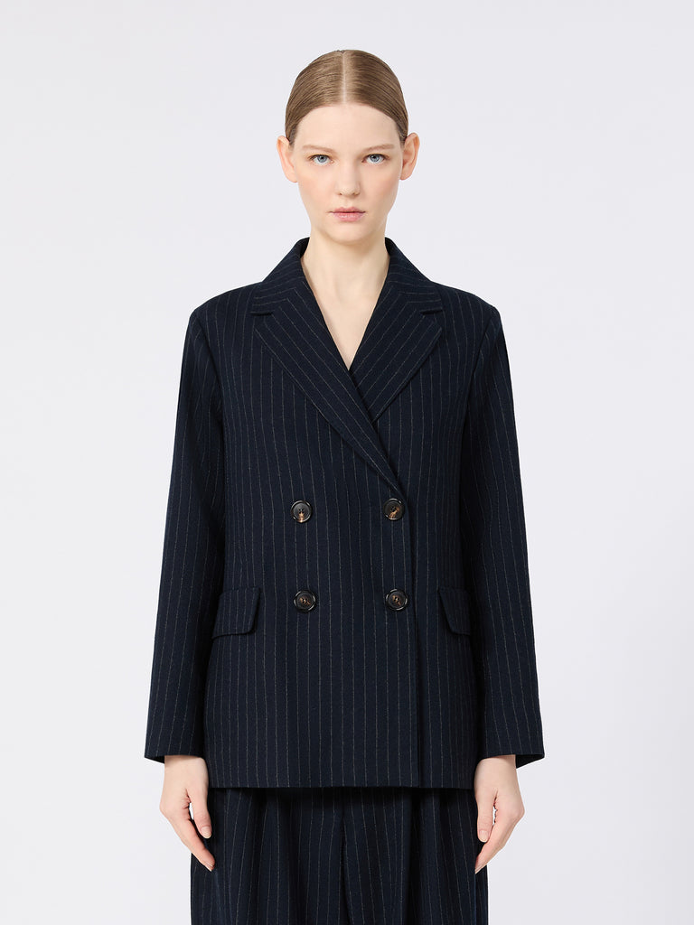 max mara double-breasted pinstripe wool jacket