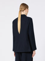 Double-Breasted Pinstripe Wool Jacket for Women - Midnightblue - Max Mara UAE