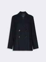 Double-Breasted Pinstripe Wool Jacket for Women - Midnightblue - Max Mara UAE