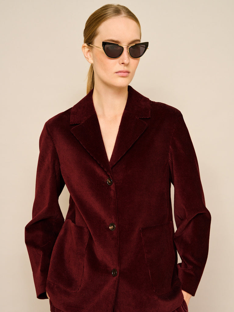 max mara fine rib-knit single-breasted velvet jacket