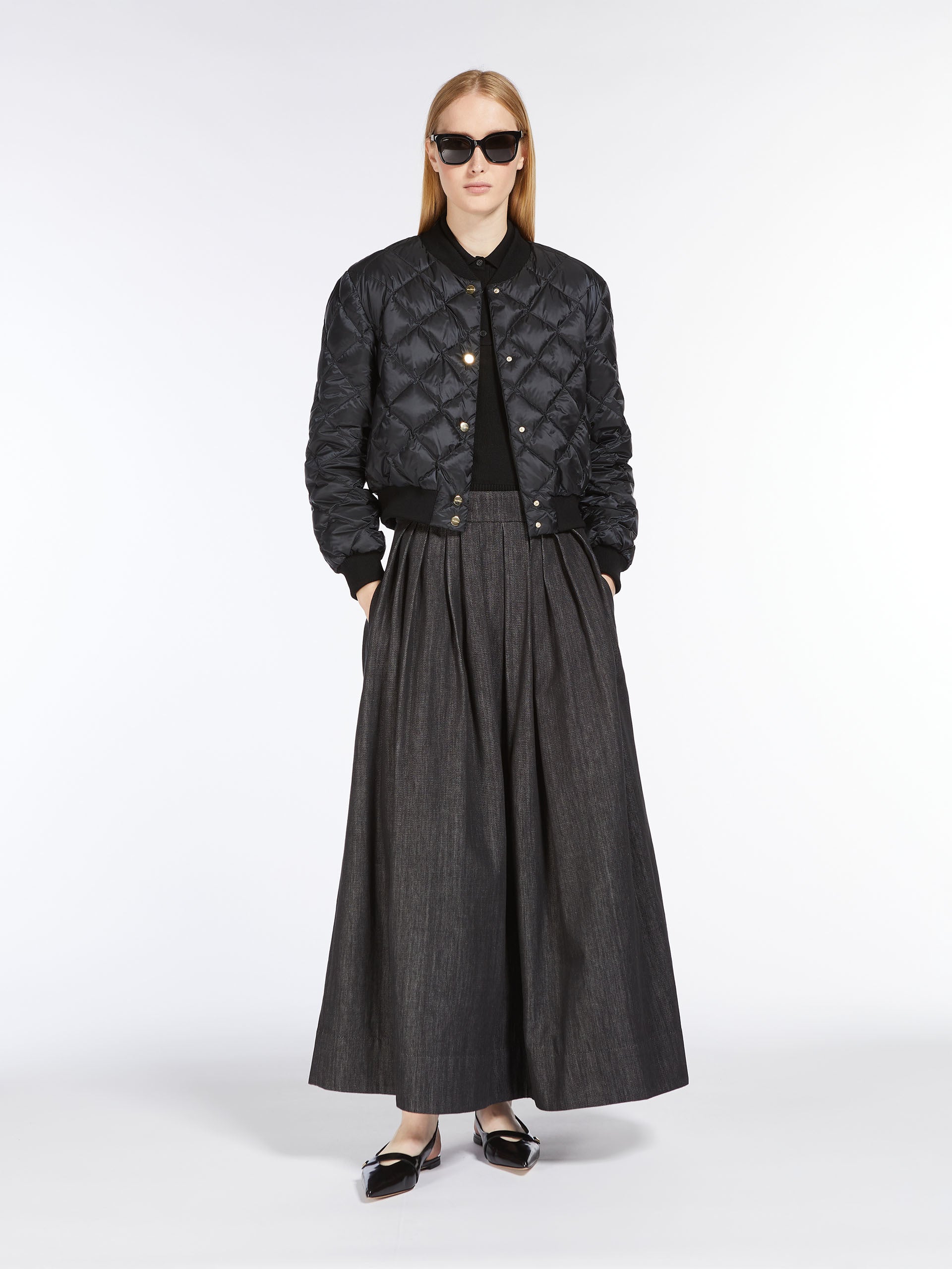 Denim-look cotton skirt