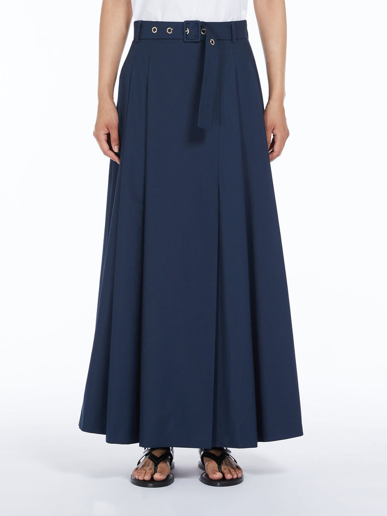 Pleated cotton poplin skirt