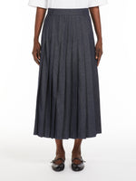 Denim-Effect Pleated Cotton Skirt for Women - Midnightblue - Max Mara UAE