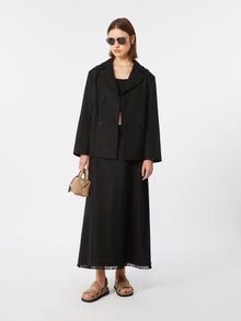Cotton And Linen Basketweave Skirt for Women - Black - Max Mara UAE