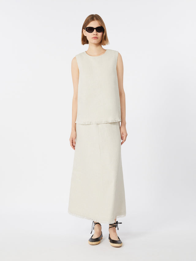 max mara cotton and linen basketweave skirt for women