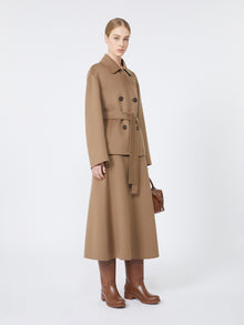 Flared Wool Skirt for Women - Hazelnut Brown - Max Mara UAE