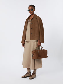Long Cotton Poplin Skirt for Women - Turtledove - Max Mara UAE