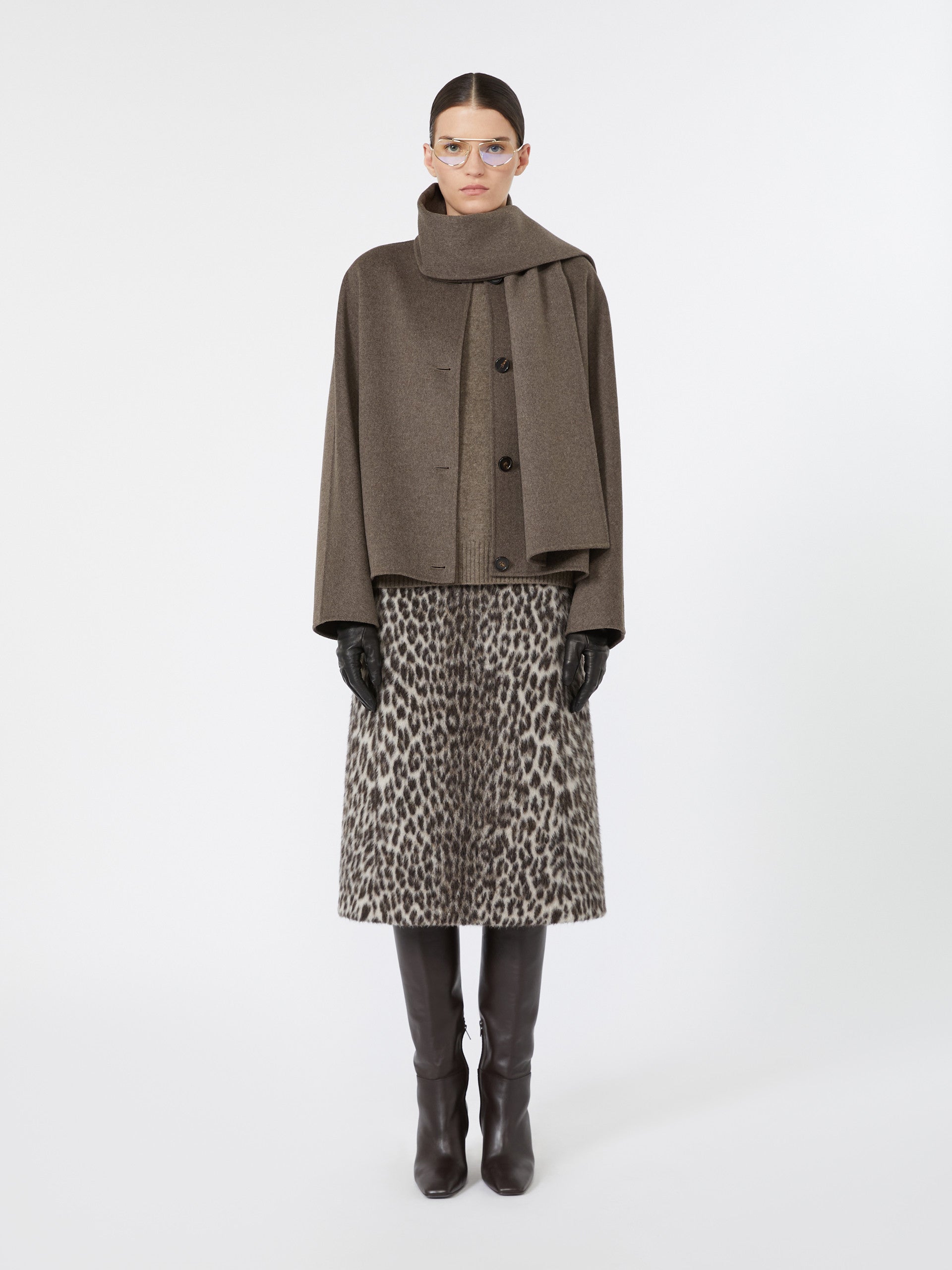 max mara jacquard wool and alpaca calf-length skirt for women