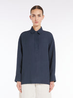 Linen Canvas Polo Shirt for Women - Ultramarine - Max Mara UAE