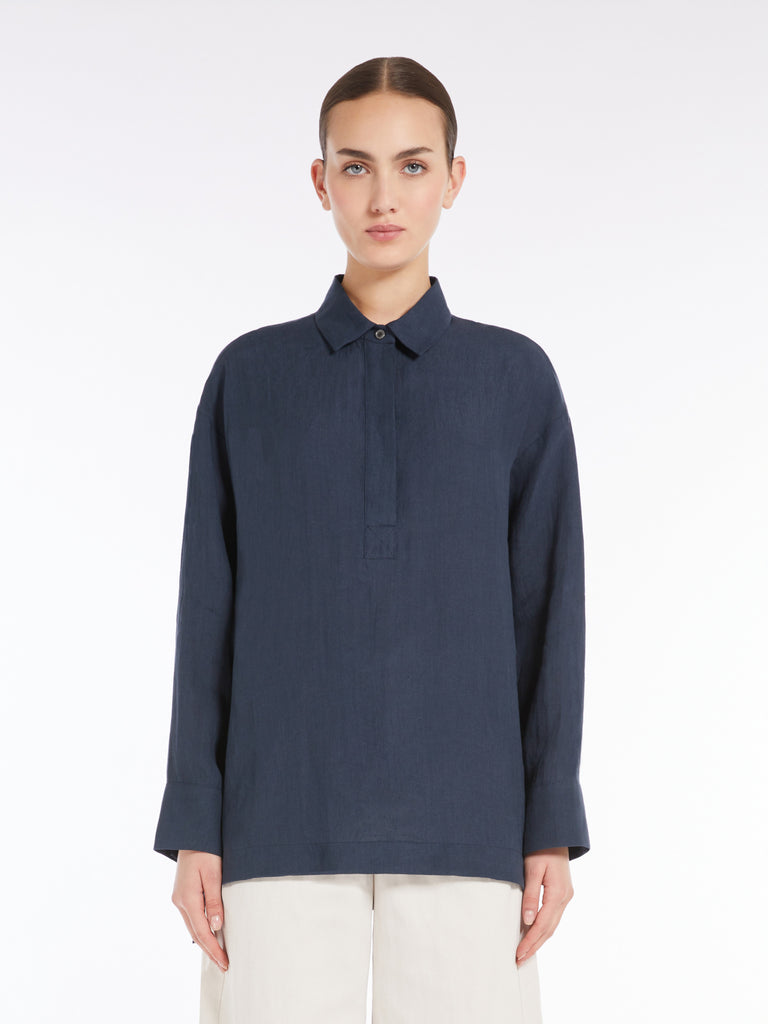 max mara linen canvas polo shirt