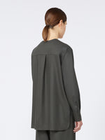 Wool Flannel V-Neck Shirt for Women - Dark Green - Max Mara UAE