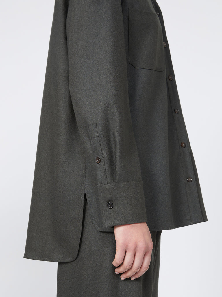 max mara wool flannel v-neck shirt