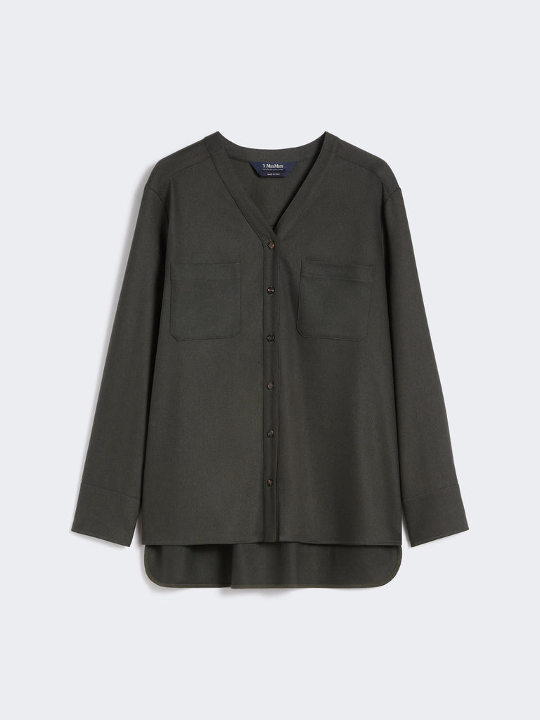 max mara wool flannel v-neck shirt