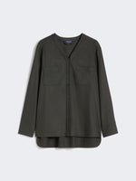 Wool Flannel V-Neck Shirt for Women - Dark Green - Max Mara UAE
