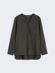 Wool flannel V-neck shirt