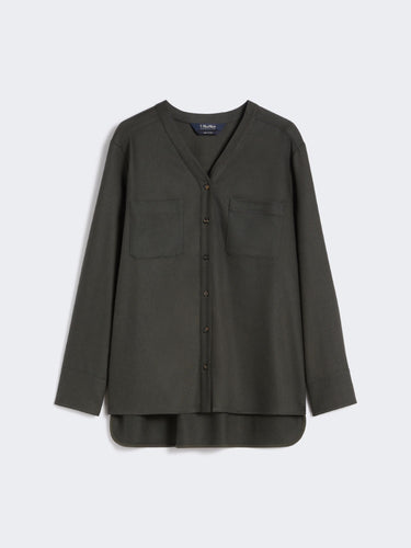Wool flannel V-neck shirt