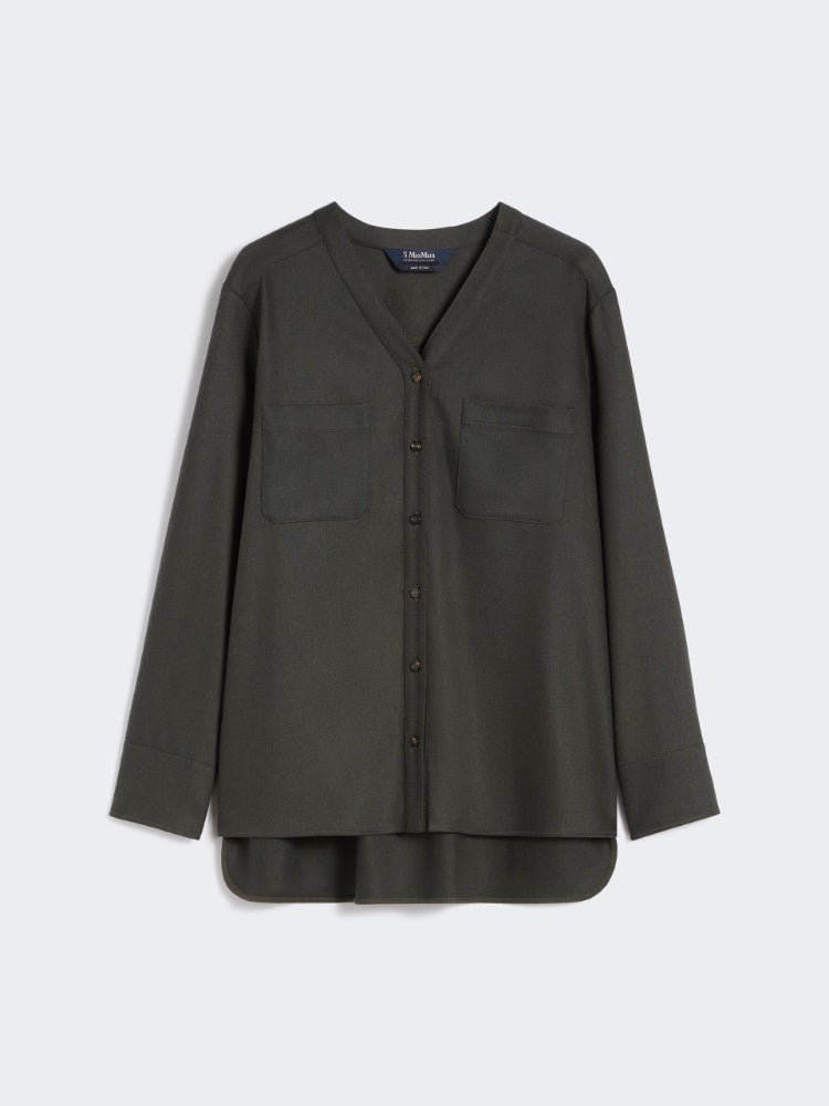 Wool flannel V-neck shirt