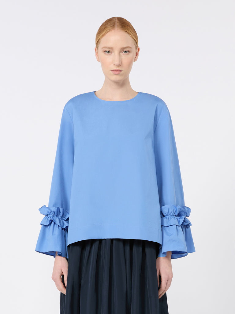 max mara poplin blouse with ruffles and flounces