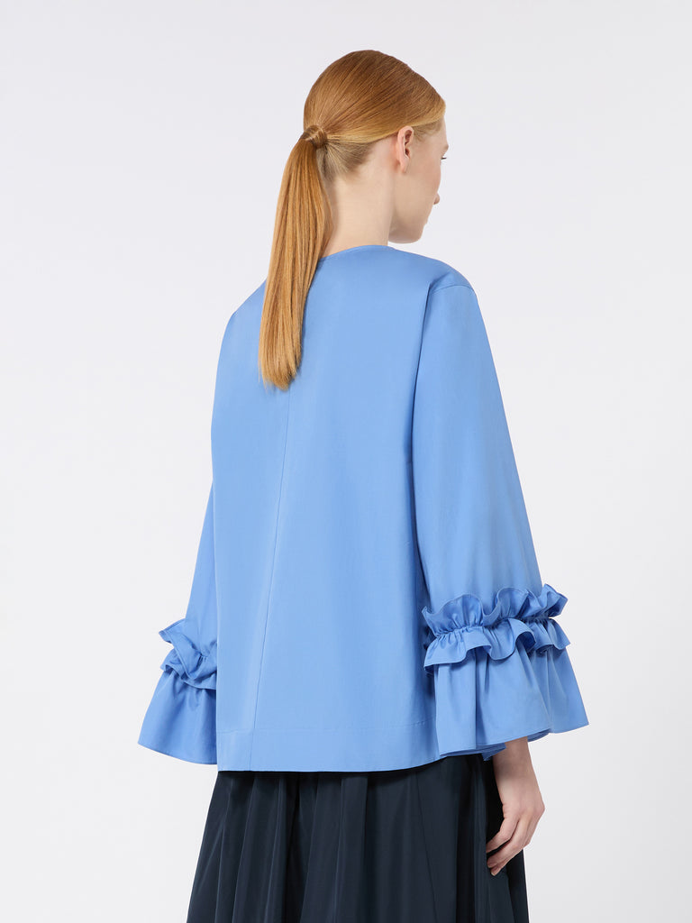 max mara poplin blouse with ruffles and flounces