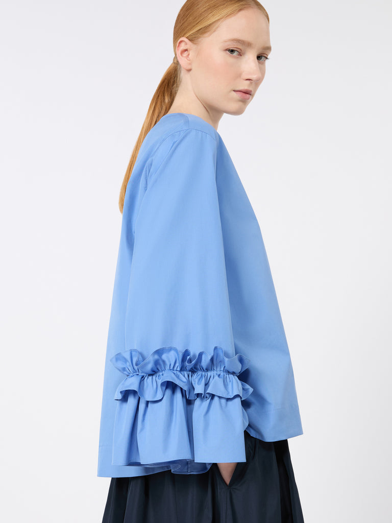 max mara poplin blouse with ruffles and flounces