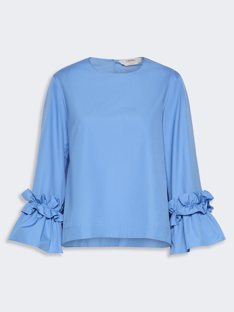 max mara poplin blouse with ruffles and flounces