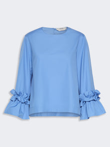 max mara poplin blouse with ruffles and flounces for women