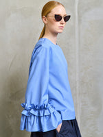 max mara poplin blouse with ruffles and flounces for women