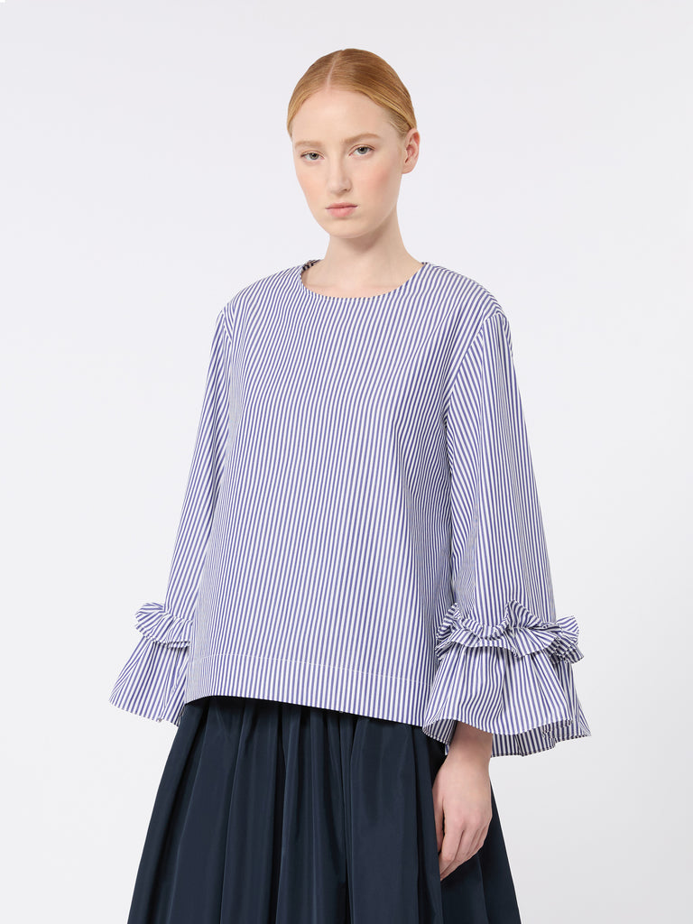max mara poplin blouse with ruffles and flounces