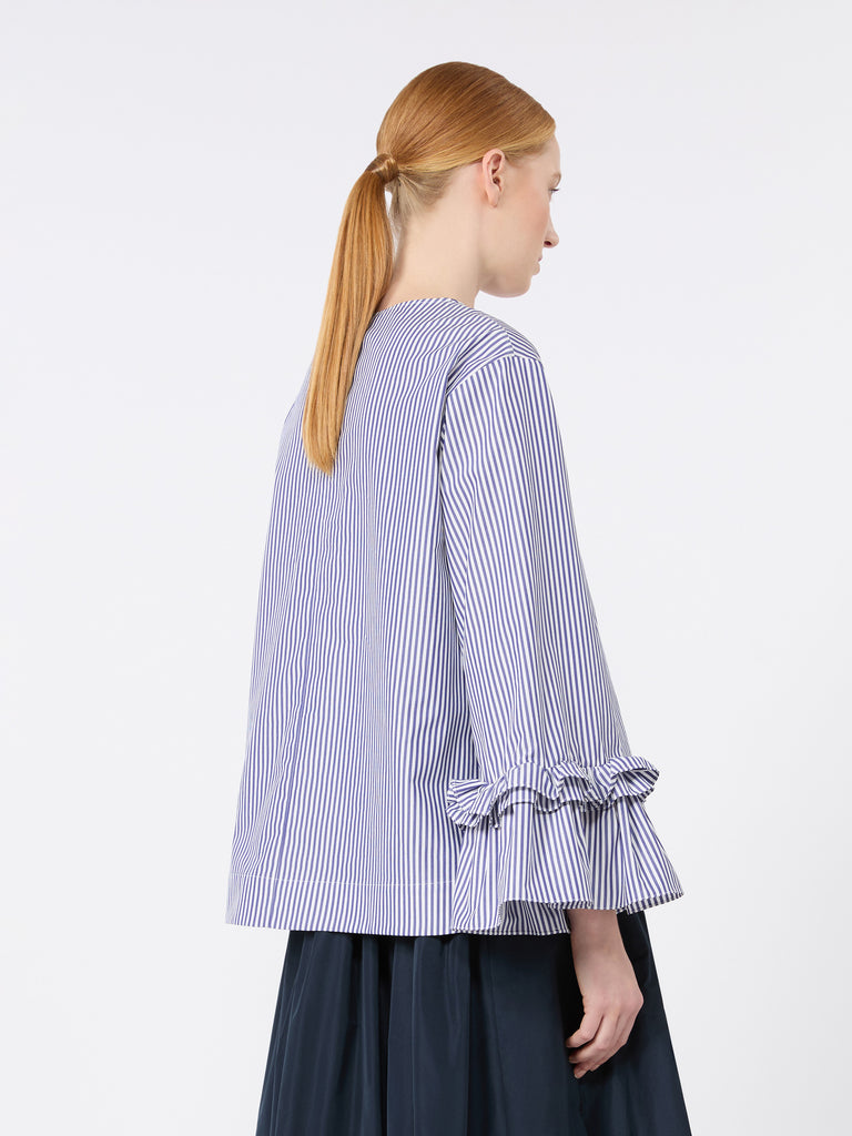 max mara poplin blouse with ruffles and flounces