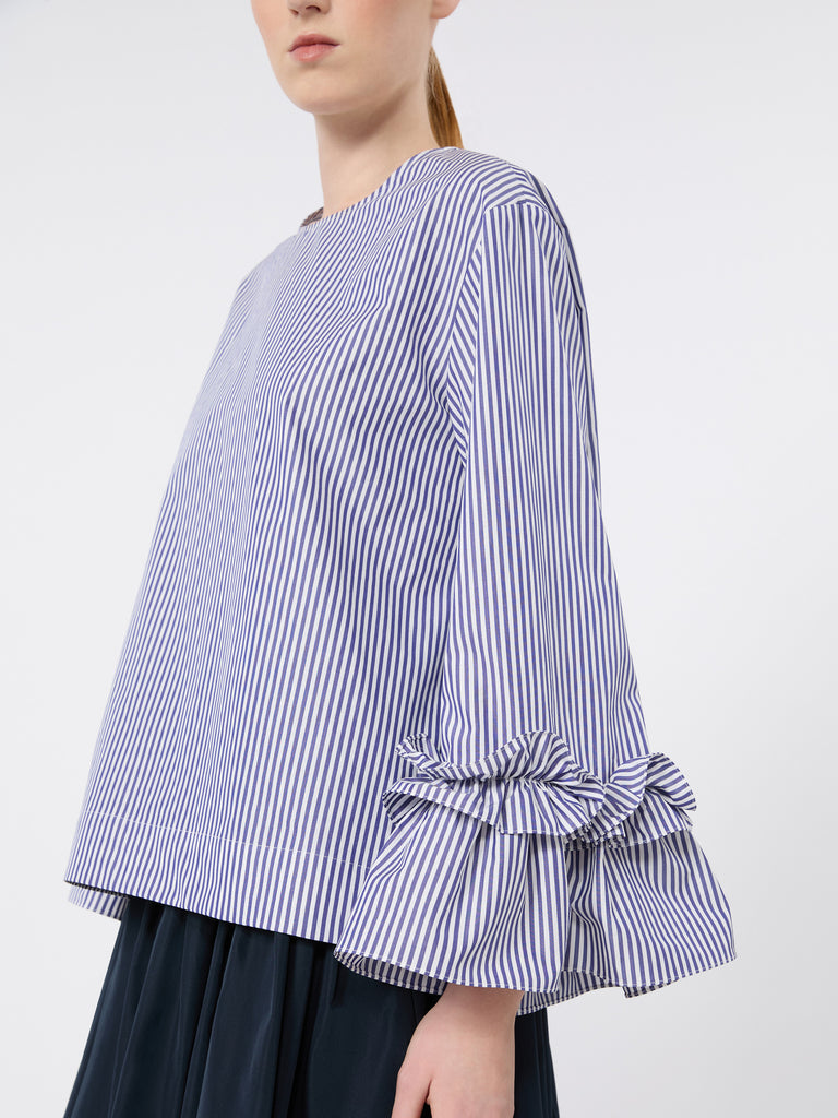 max mara poplin blouse with ruffles and flounces