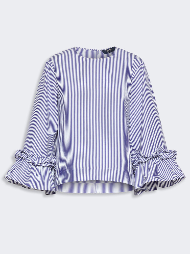 max mara poplin blouse with ruffles and flounces