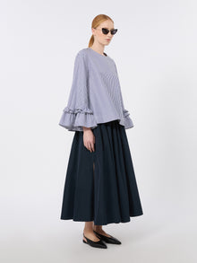 Poplin Blouse With Ruffles And Flounces for Women - Light Blue - Max Mara UAE
