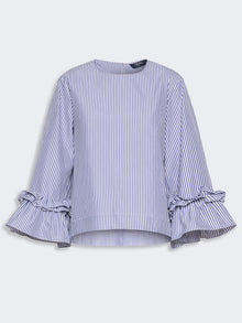 Poplin Blouse With Ruffles And Flounces for Women - Light Blue - Max Mara UAE