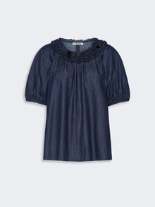 Cotton Denim Blouse for Women - Midnightblue - Max Mara UAE