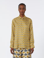 Reversible Printed Silk Shirt for Women - Mustard - Max Mara UAE