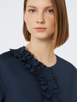 Flounce-Detail Washed Cotton Shirt for Women - Ultramarine - Max Mara UAE