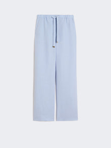 Linen Basketweave Trousers for Women - Light Blue - Max Mara UAE