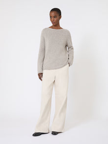 Washed Cotton Trousers for Women - Natural - Max Mara UAE