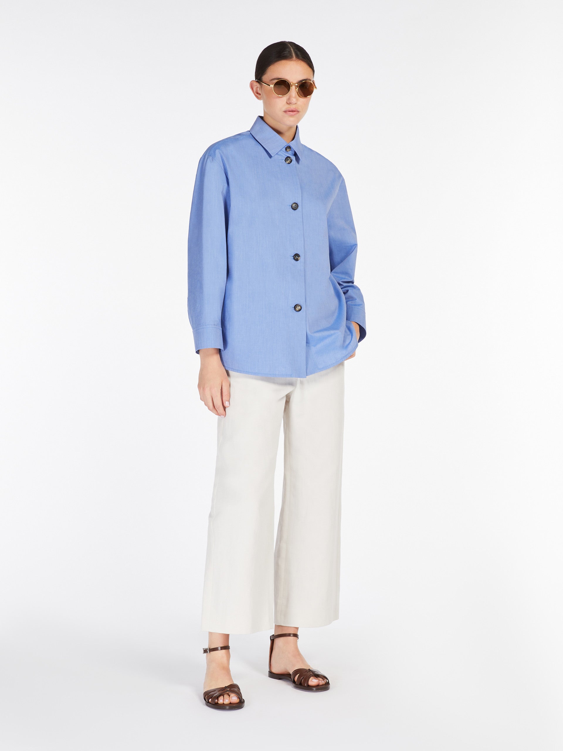 5-Pocket Cotton And Linen Trousers for Women - Ecru - Max Mara UAE
