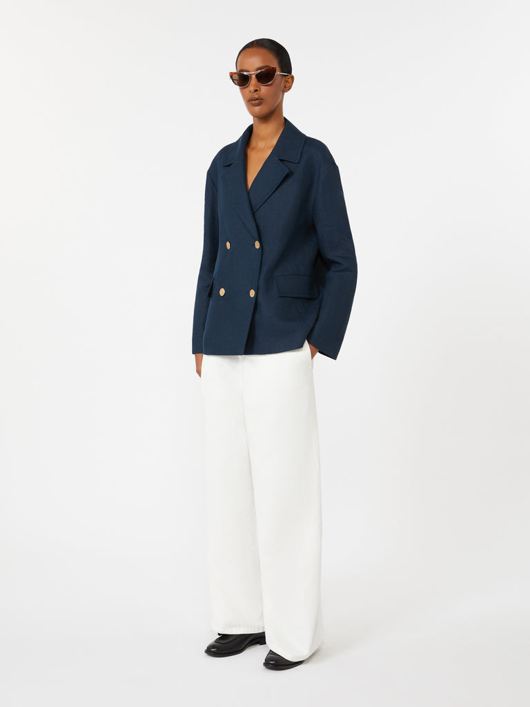 max mara wide-fit cotton and linen trousers