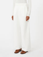 max mara wide-fit cotton and linen trousers for women
