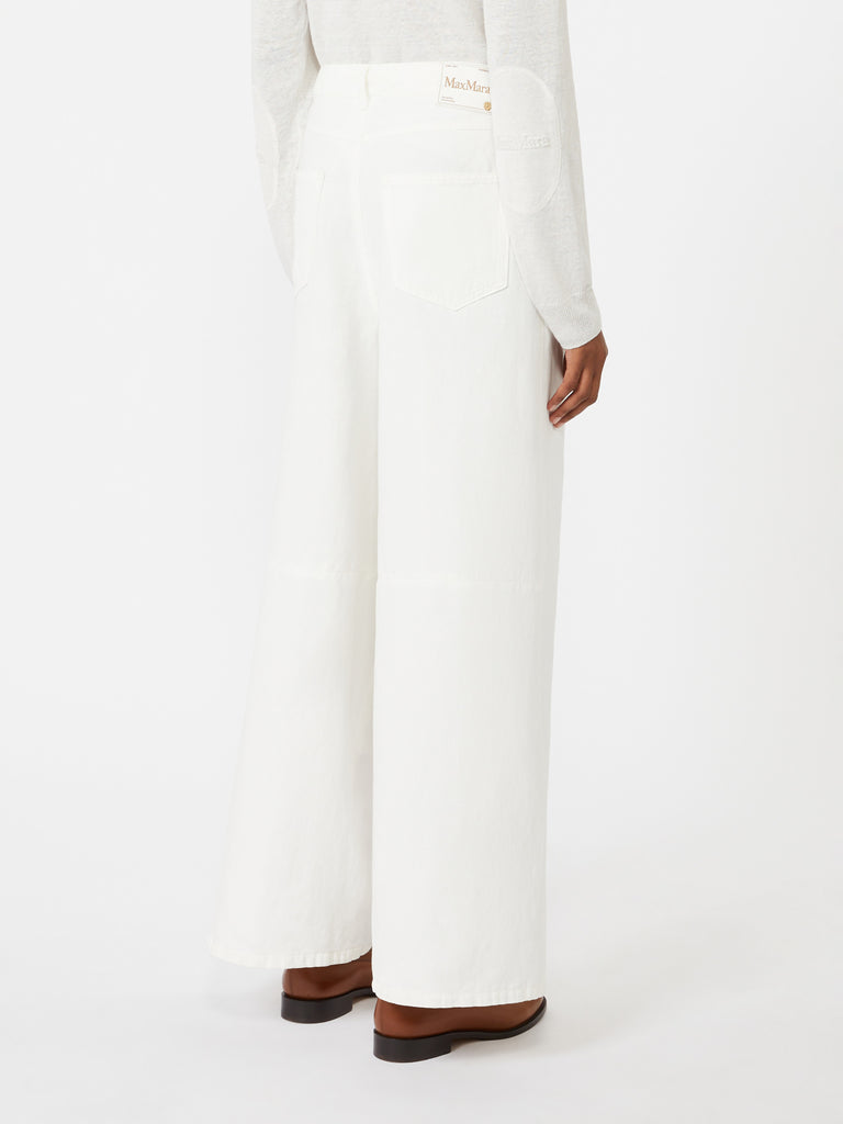max mara wide-fit cotton and linen trousers