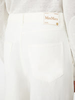 max mara wide-fit cotton and linen trousers for women