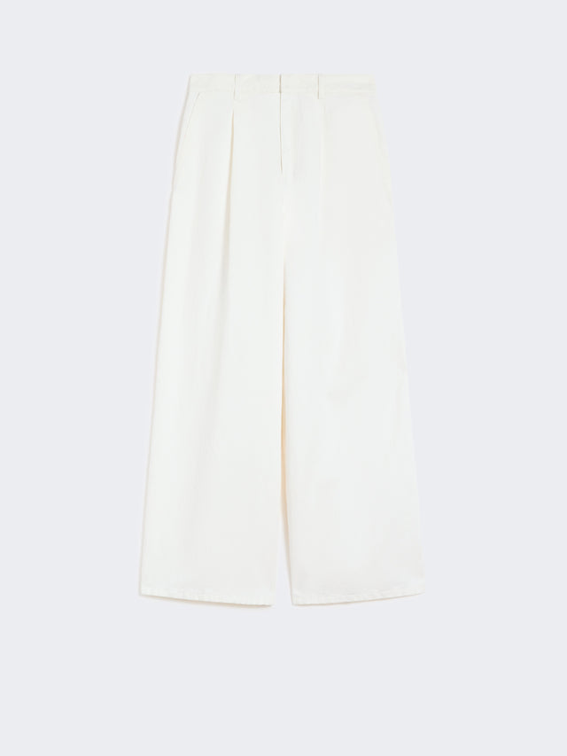 Wide-Fit Cotton And Linen Trousers for Women - White - Max Mara UAE