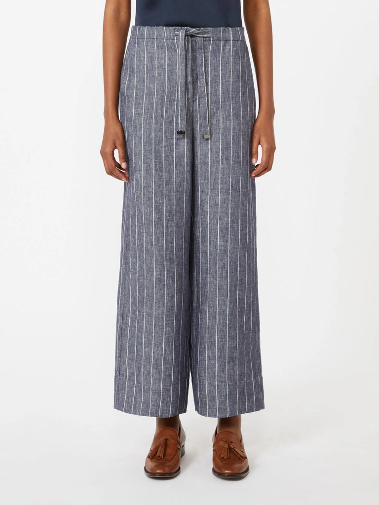 max mara denim-look pinstripe linen trousers